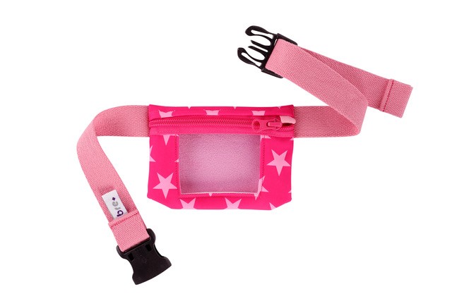 Pumpentasche Softshell mit Sichtfenster Sterne, rosa/beere