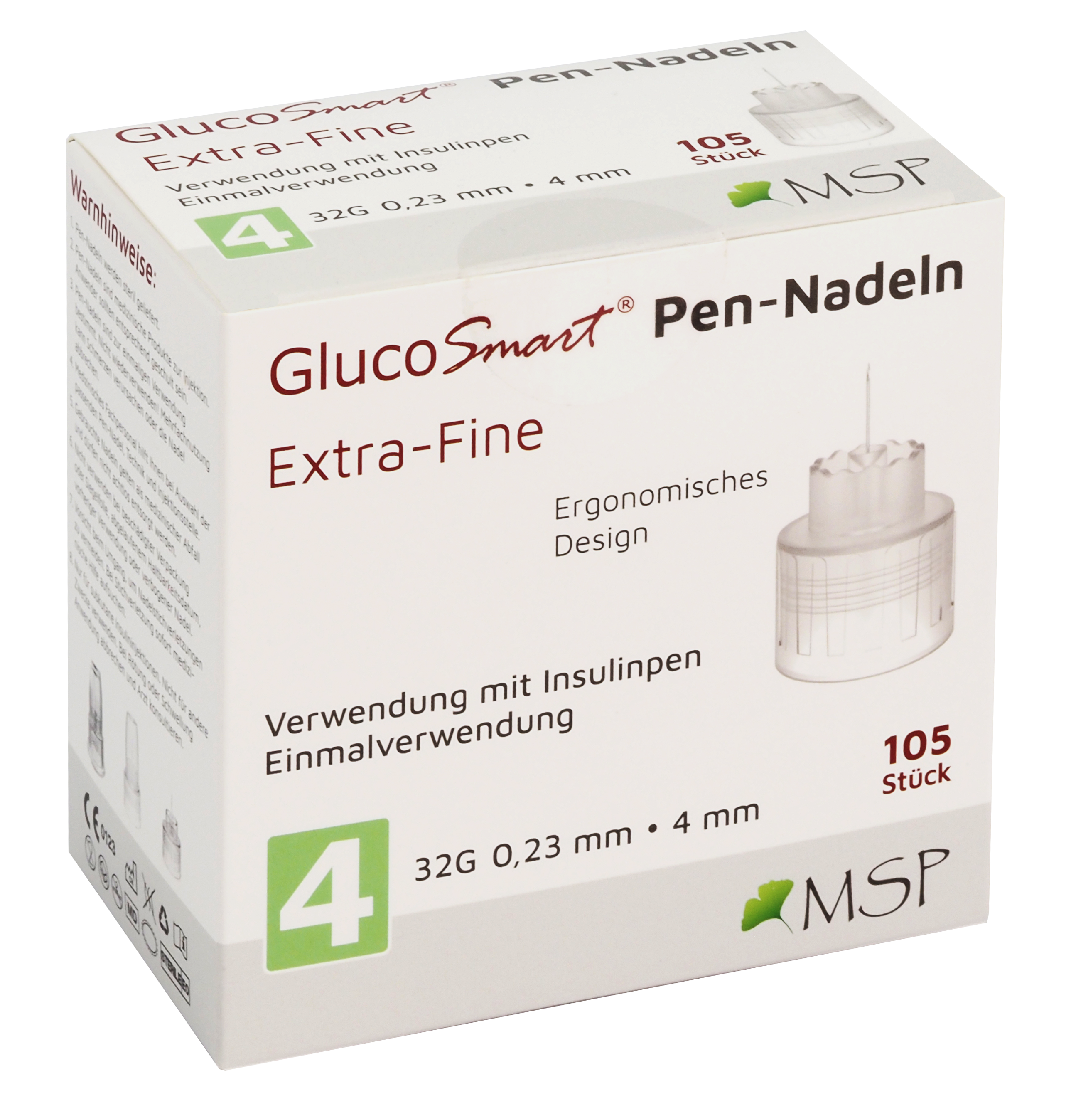 GlucoSmart Extra Fine Pen-Nadel 4 mm x 32G GlucoSmart Extra Fine Pen-Nadel 4 mm x 32G