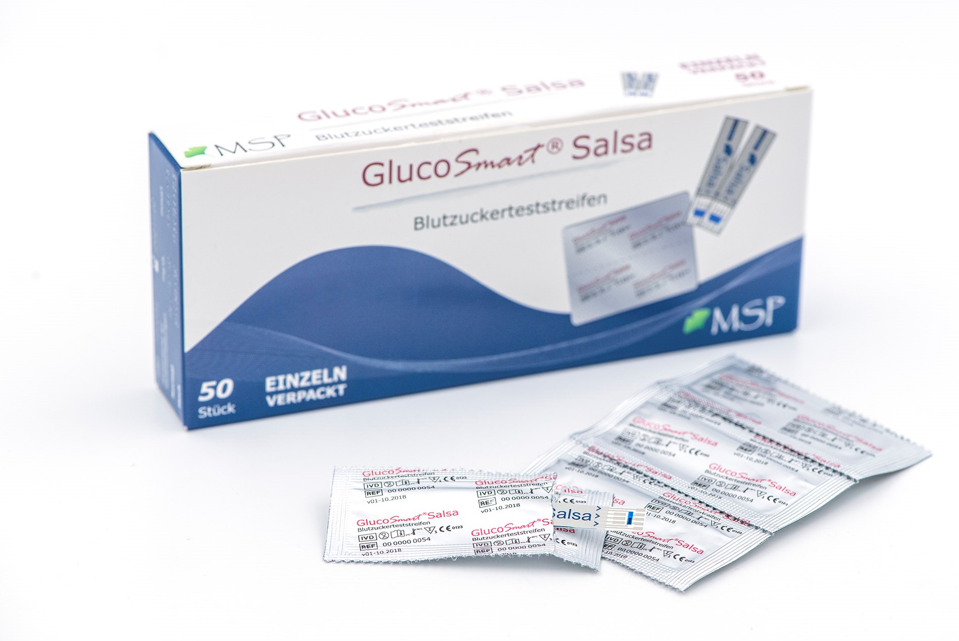 GlucoSmart Salsa Blutzuckerteststreifen, einzeln verpackt