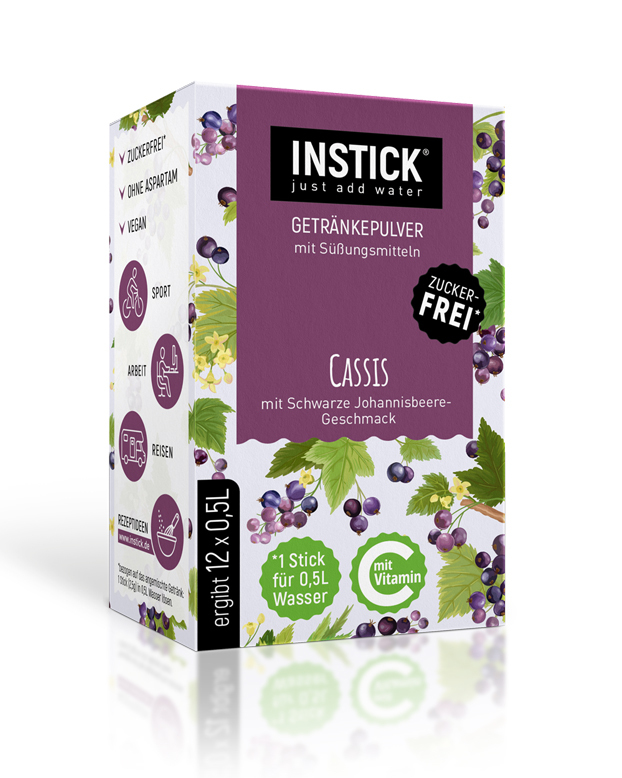 INSTICK Cassis - zuckerfreies Instant-Getränk - Größe S / 12 Sticks INSTICK Cassis - zuckerfreies Instant-Getränk - Größe S / 12 Sticks
