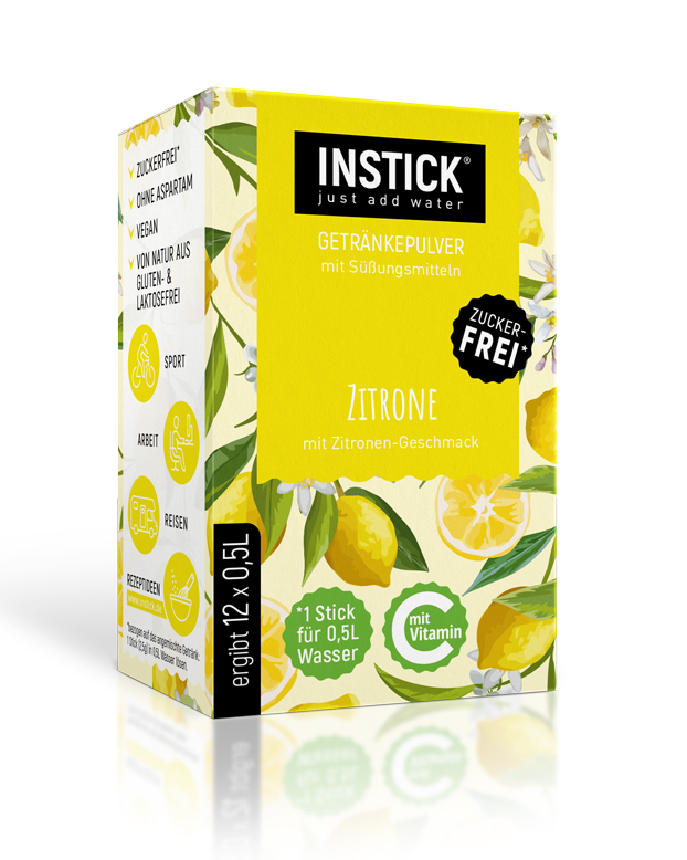 INSTICK Zitrone - zuckerfreies Instant-Getränk - Größe S / 12 Sticks INSTICK Zitrone - zuckerfreies Instant-Getränk - Größe S / 12 Sticks
