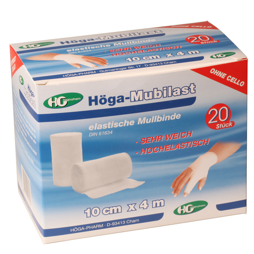 Höga Mubilast 10 cm x 4 m - Fixierbinde o. Cellophan / 20 Stück