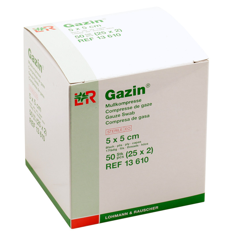 GAZIN Kompressen - 5 x 5 cm 8fach steril / 25 x 2 Stück