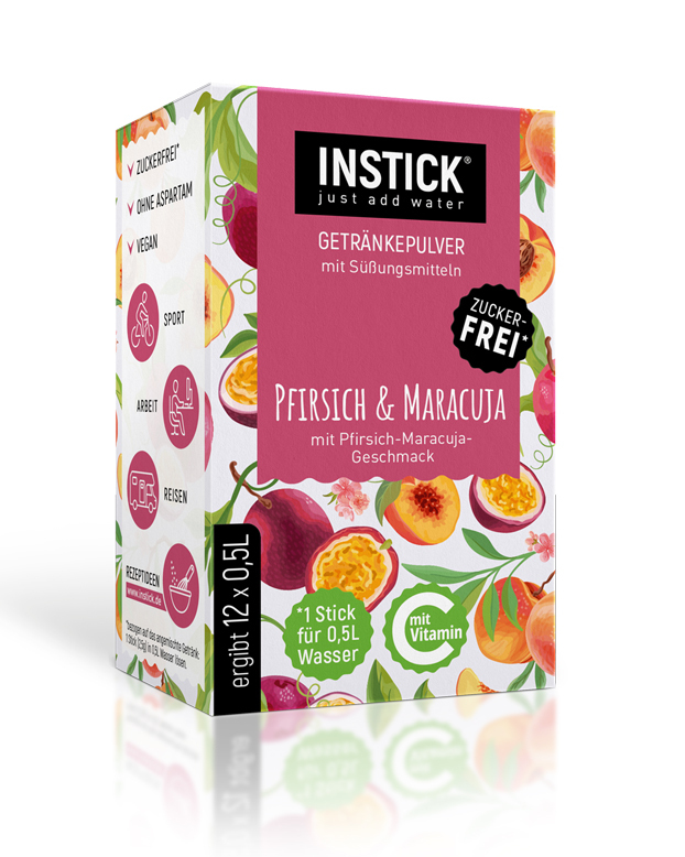 INSTICK Pfirsisch-Maracuja - zuckerfreies Instant-Getränk - Größe S / 12 Sticks INSTICK Pfirsisch-Maracuja - zuckerfreies Instant-Getränk - Größe S / 12 Sticks