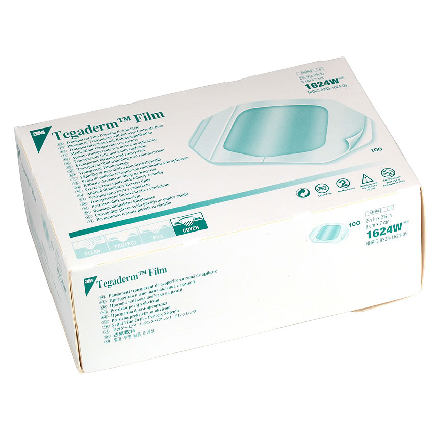 Tegaderm Film 6 x 7 cm - Fixierpflaster 1624W / 100 Stück Tegaderm Film 6 x 7 cm - Fixierpflaster 1624W / 100 Stück